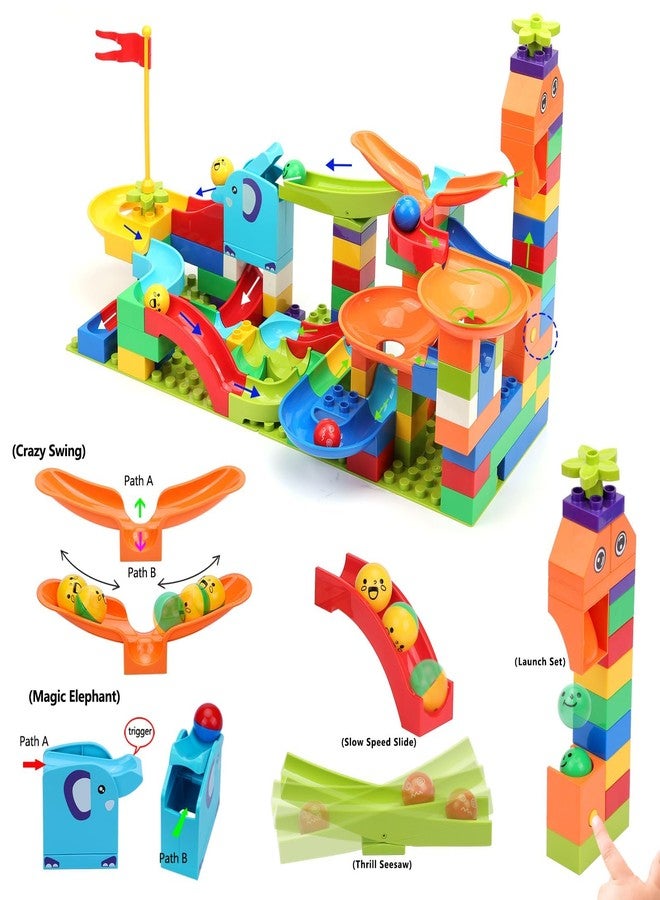 COUOMOXA Marble Run Building Blocks for Kids: STEM Educational Toys for 3 4 5 6 7 8 Years Old Kids - Catapult Track Set Compatible Classic Blocks Age 3-5 4-8 - Birthday Gifts Boys Girls - Image 2